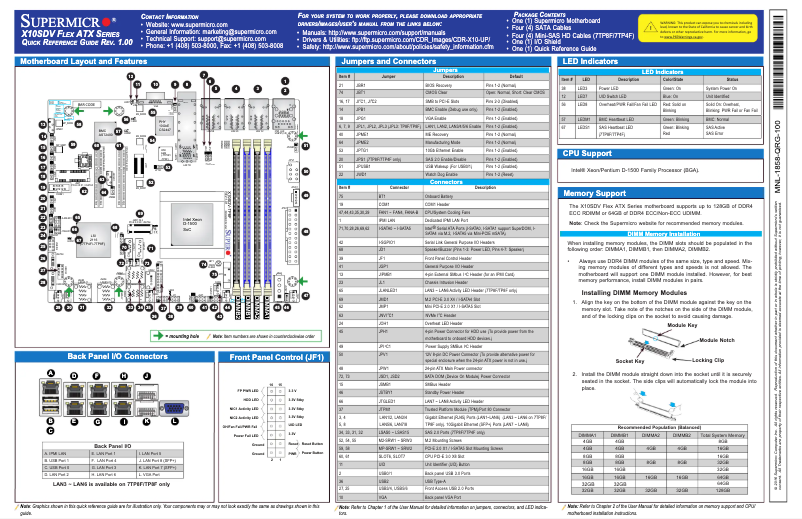 Image de la première page du manuel de l'appareil X10SDV-4C+-TP4F