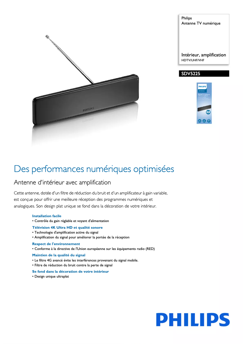 Page n°1 - Fiche technique Philips SDV5225
