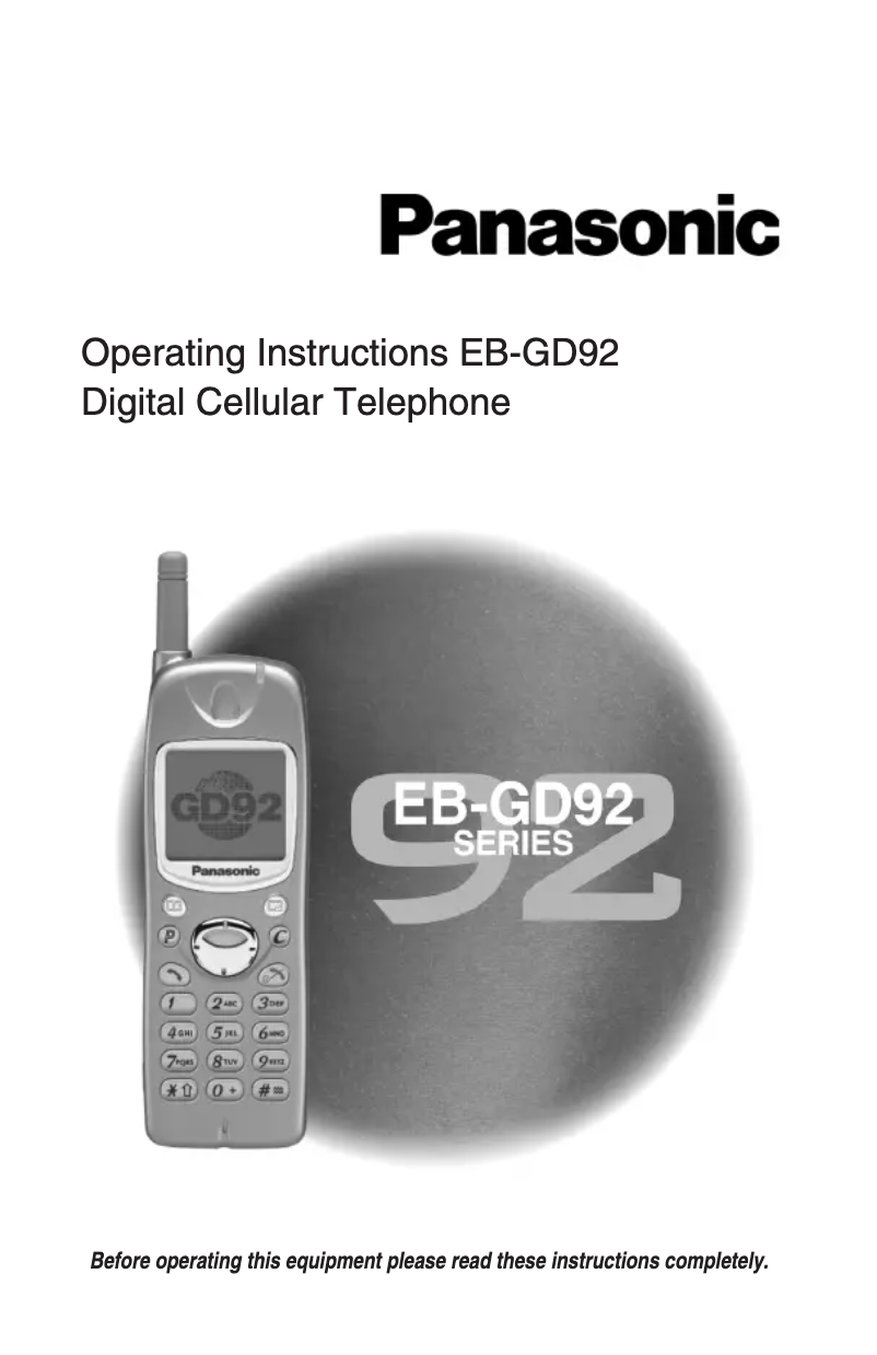 Page n°1 - Manuel utilisateur Panasonic GD92