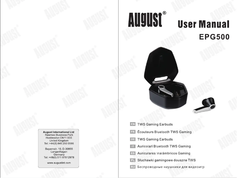Page n°1 - Manuel utilisateur August EPG500