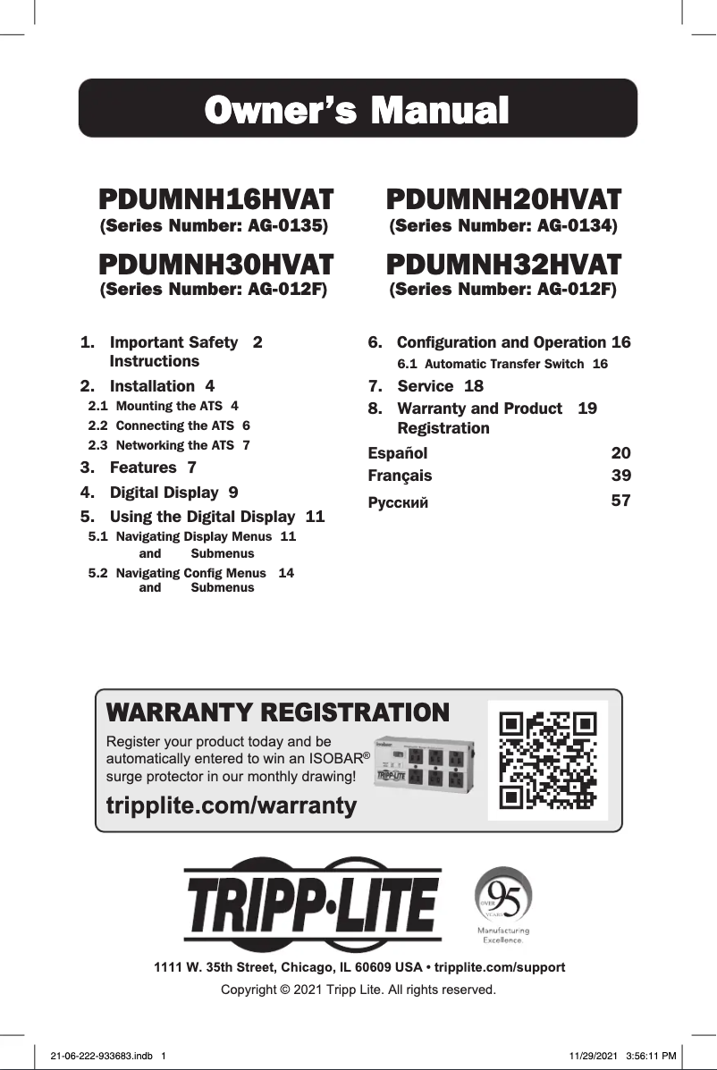 Página 1 del manual Manual de usuario Tripp Lite PDUMNH32HVAT