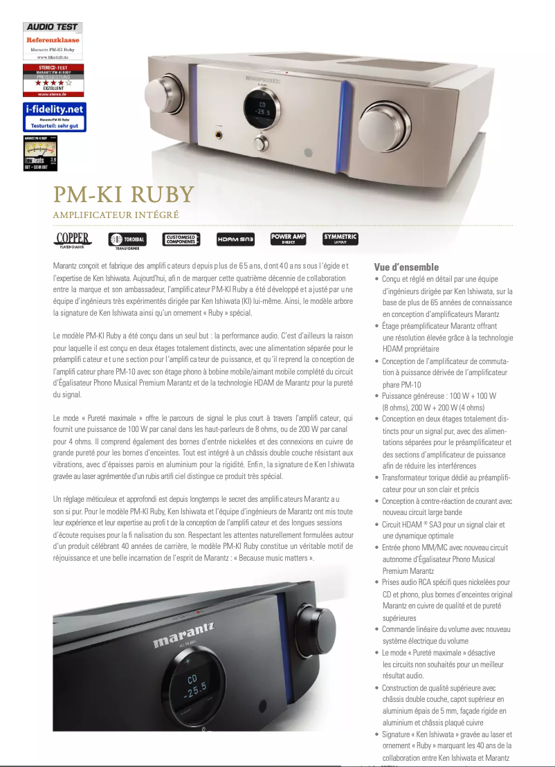 Page n°1 - Fiche technique Marantz PM-KI RUBY