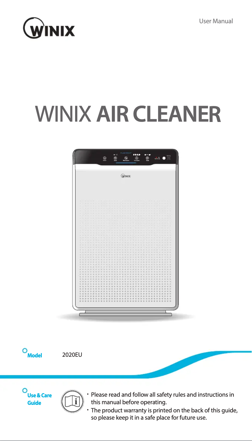 Page 1 de la notice Manuel utilisateur Winix 2020EU