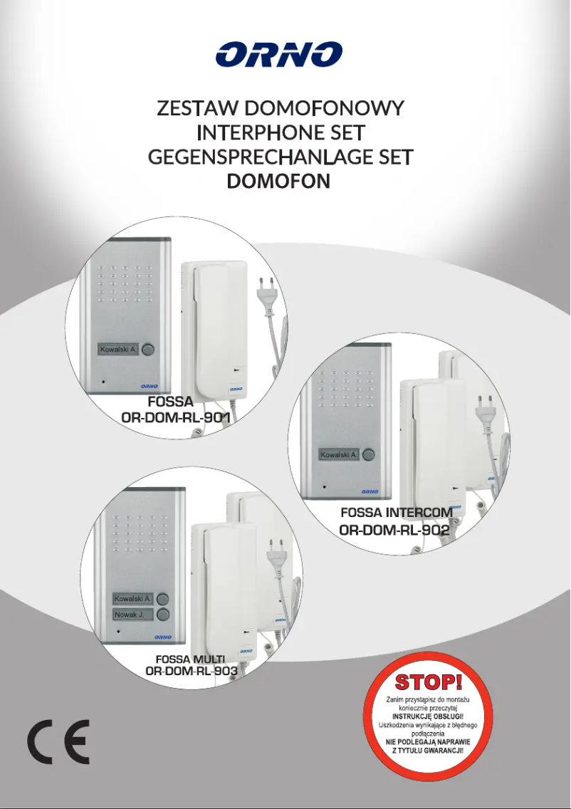 Page n°1 - Manuel utilisateur ORNO OR-DOM-RL-902
