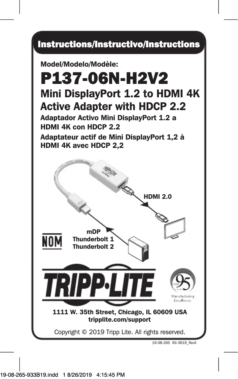 Page 1 de la notice Manuel utilisateur Tripp Lite P137-06N-HD4K6B