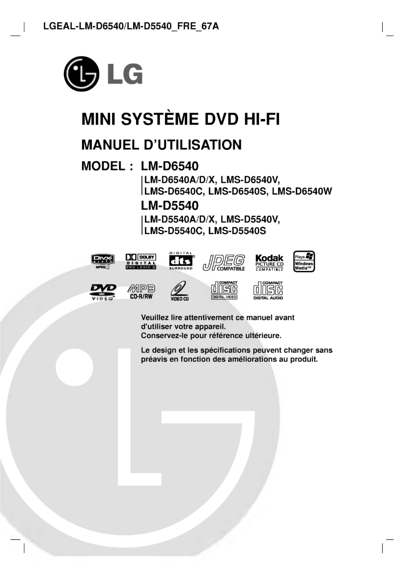 Page 1 de la notice Manuel utilisateur LG LM-D6540A