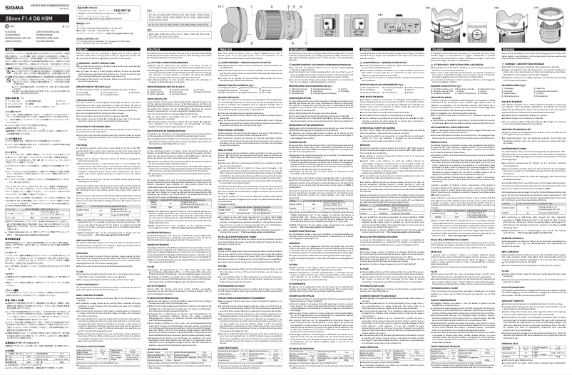 Page 1 de la notice Manuel utilisateur Sigma Art 28mm F1.4 DG HSM