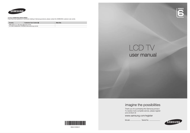 Page 1 de la notice Manuel utilisateur Samsung LE-55B650T2WXZG