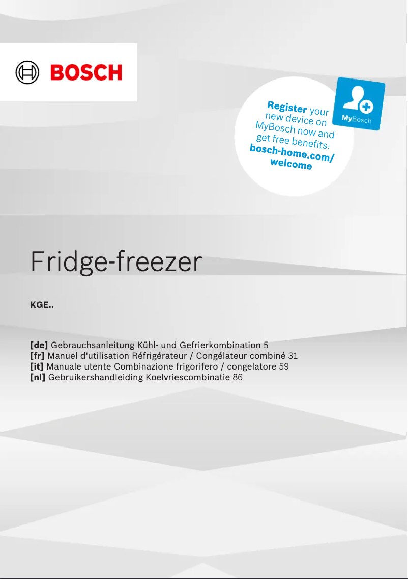 Page n°1 - Manuel utilisateur Bosch KGE36AWCA