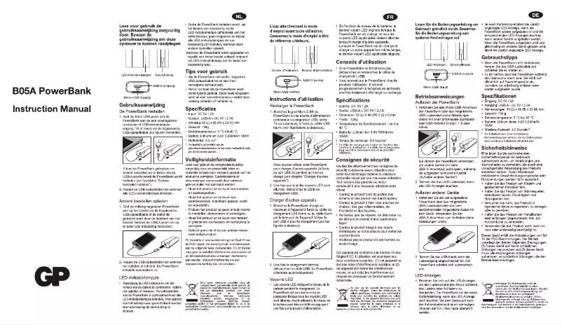 Image de la première page du manuel de l'appareil B05A