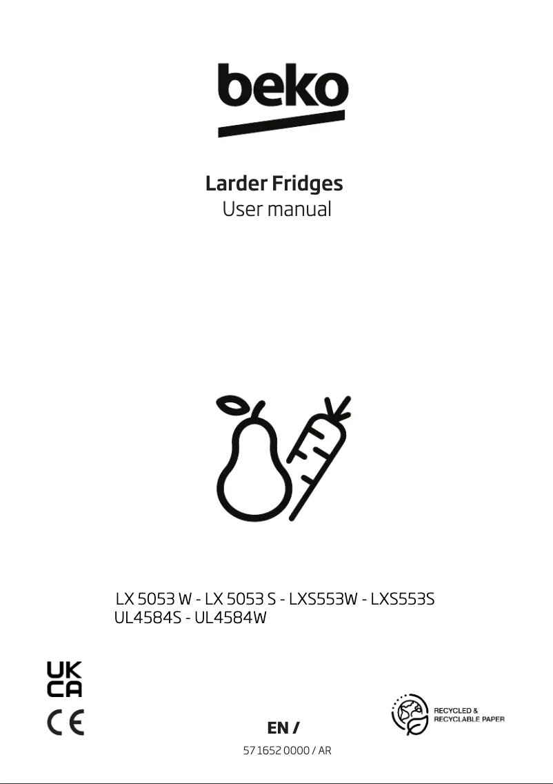 Page n°1 - Manuel utilisateur Beko UL4584W