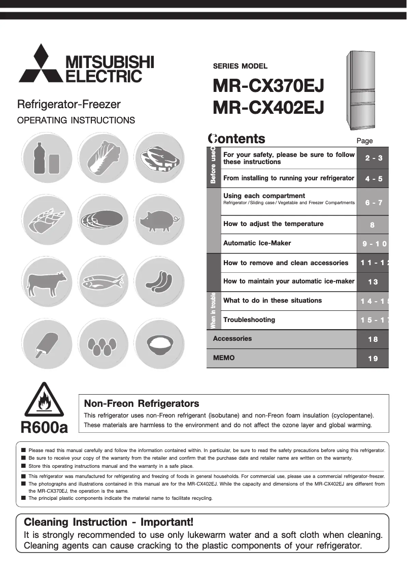 Página 1 del manual Manual de usuario Mitsubishi MR-CX402EJ-BST-A2