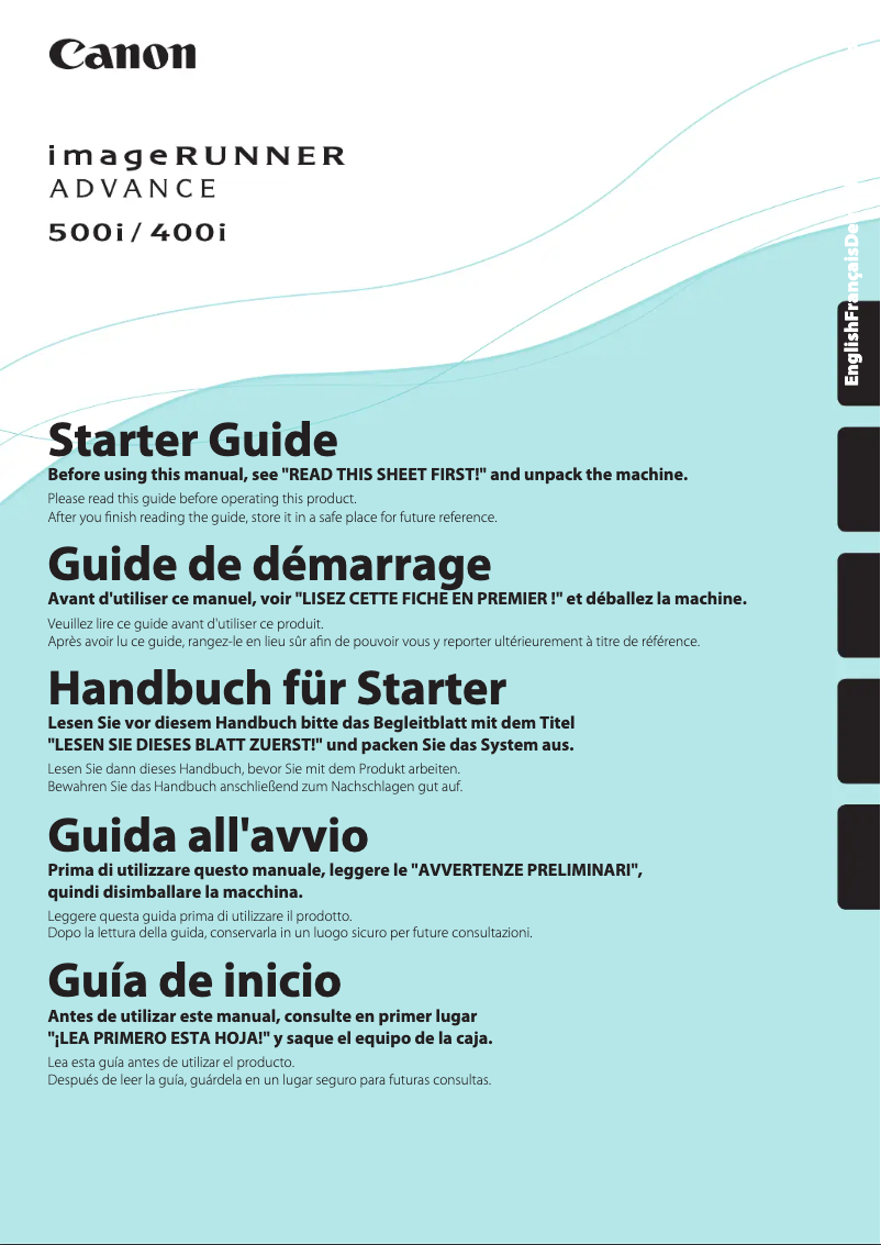 Page 1 de la notice Manuel utilisateur Canon imageRUNNER ADVANCE 500i