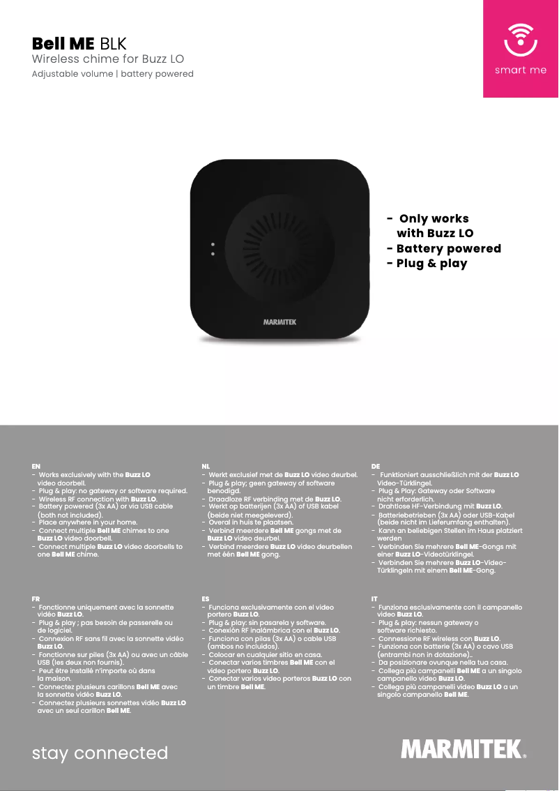 Page 1 de la notice Manuel utilisateur Marmitek Bell ME