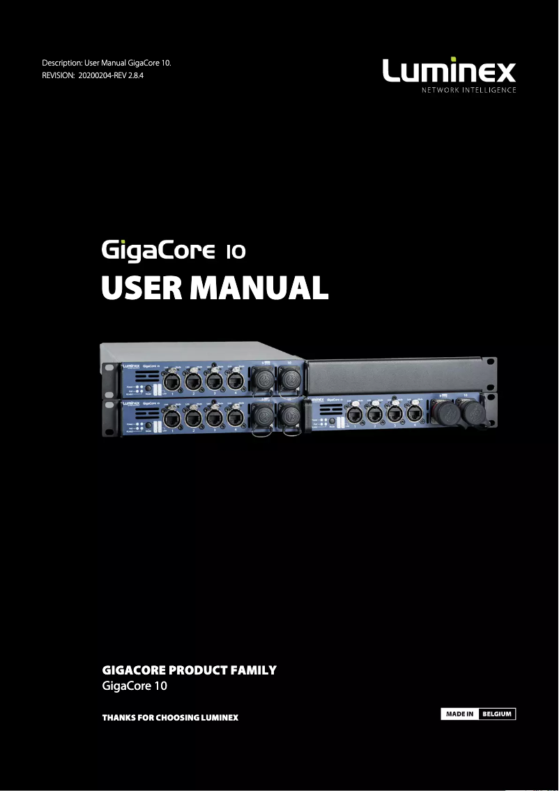 Page n°1 - Manuel utilisateur Luminex GigaCore 10