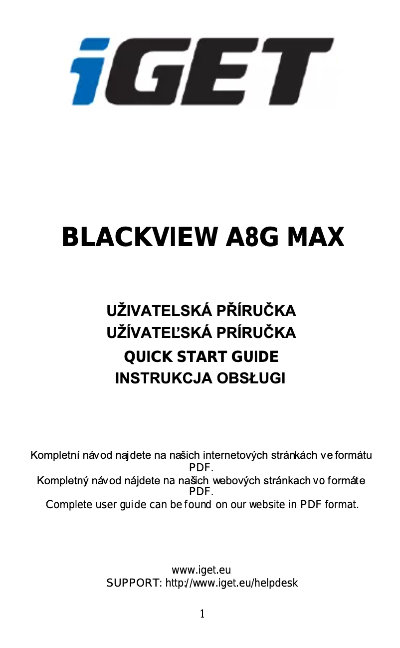 Page 1 de la notice Manuel utilisateur iGET A8G MAX