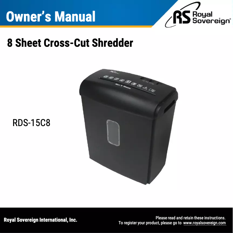 Page n°1 - Manuel utilisateur Royal Sovereign RDS-15C8