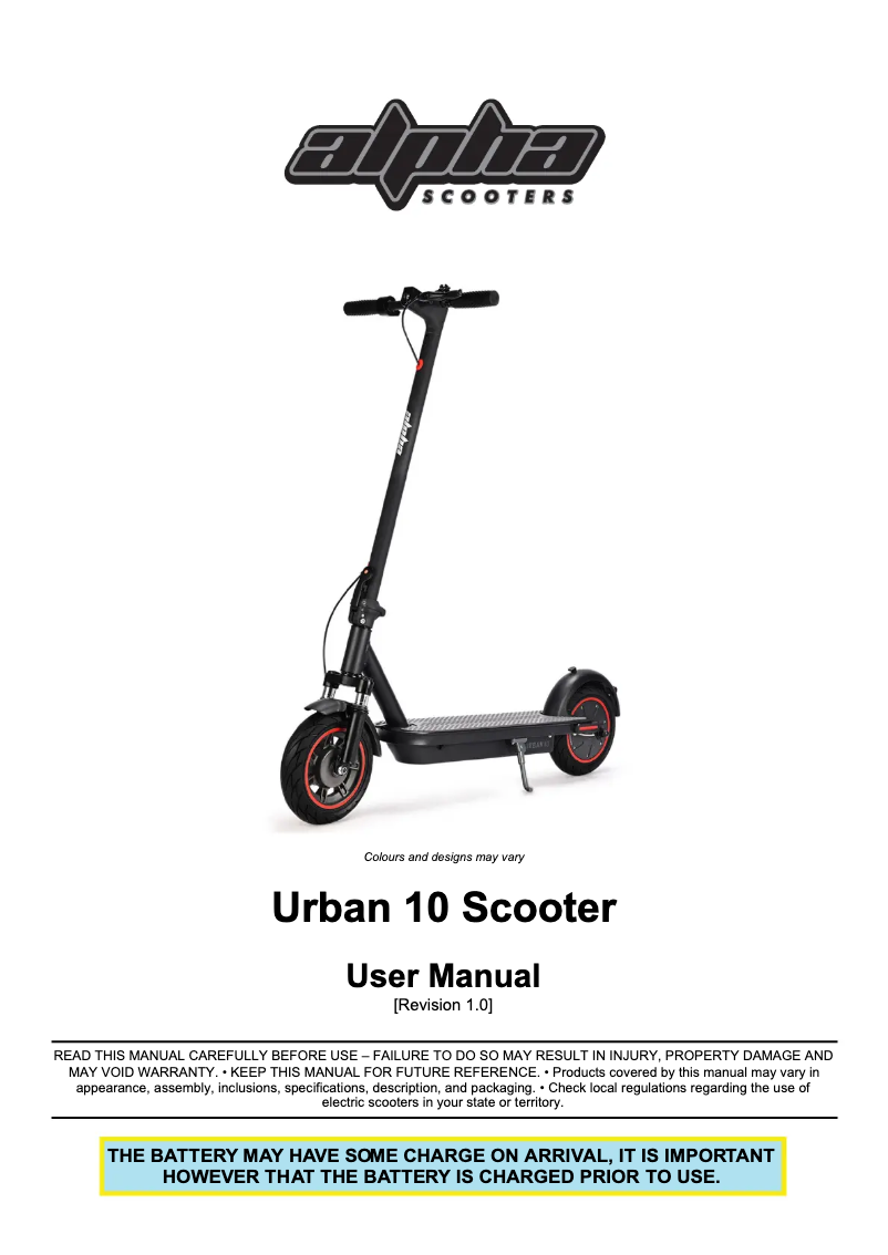 Page n°1 - Manuel utilisateur Alpha Urban 10