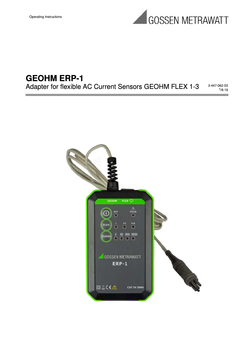 Imagen de la primera página del manual del dispositivo GEOHM ERP-1 Z592S