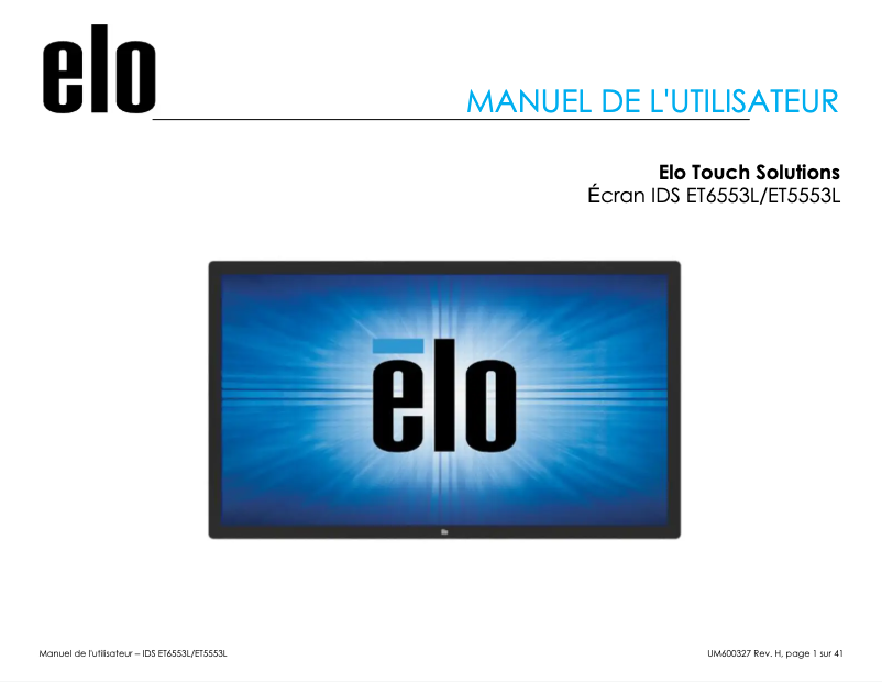 Page n°1 - Manuel utilisateur Elo 5553L