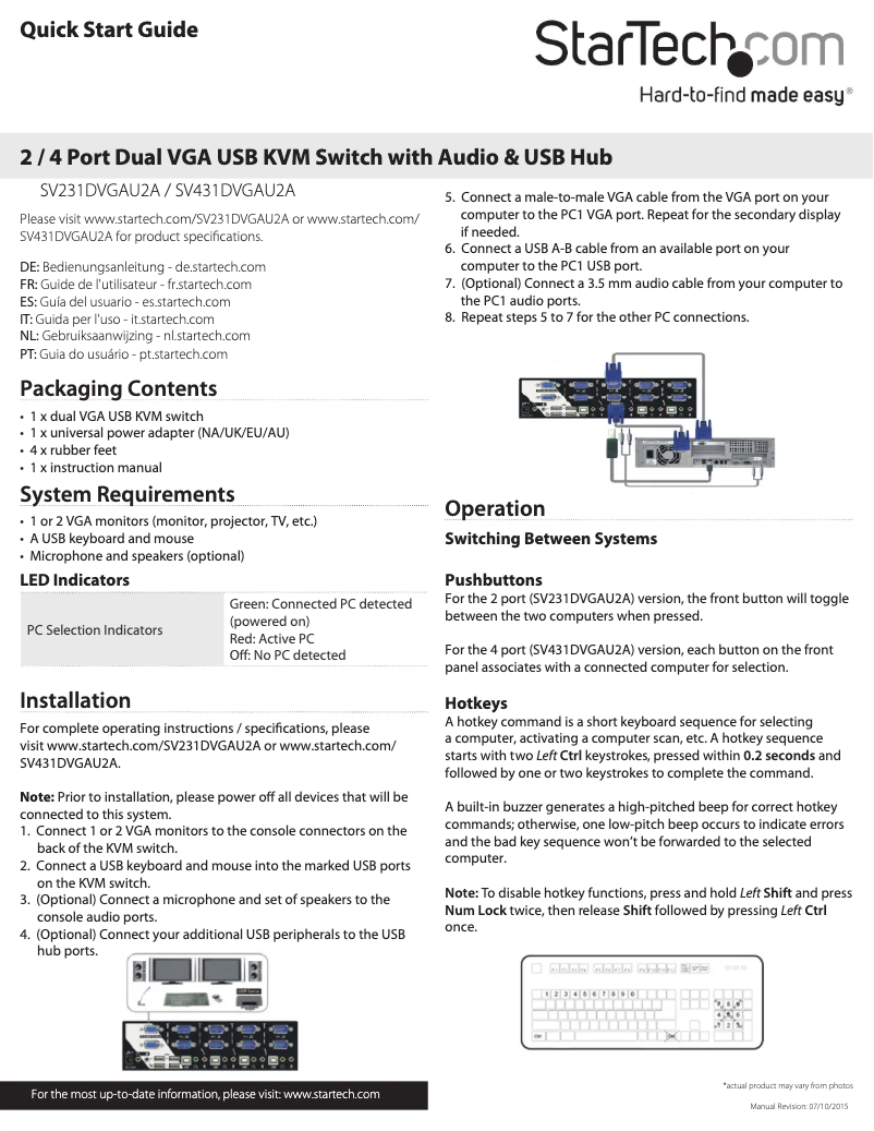 Page n°1 - Manuel utilisateur StarTech.com SV231DVGAU2A