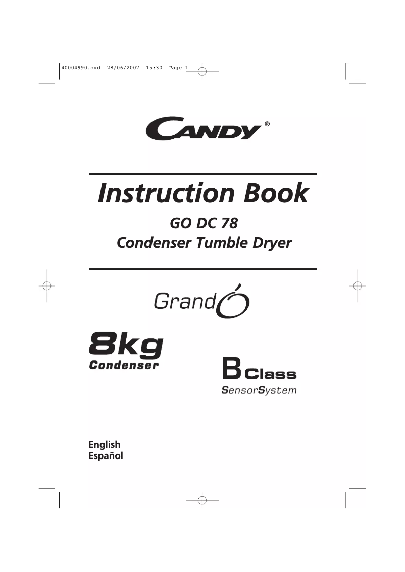 Page n°1 - Manuel utilisateur Candy GO DC 778-37