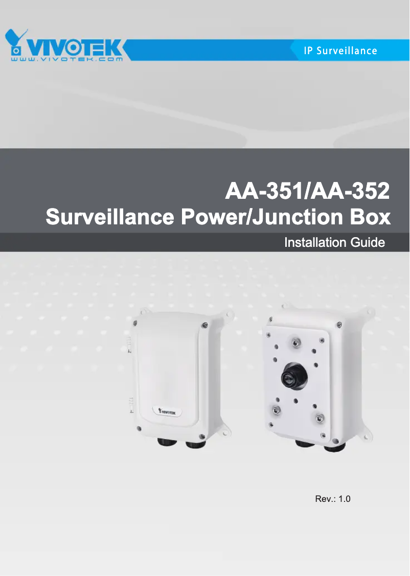 Page 1 de la notice Guide d'installation Vivotek AA-352