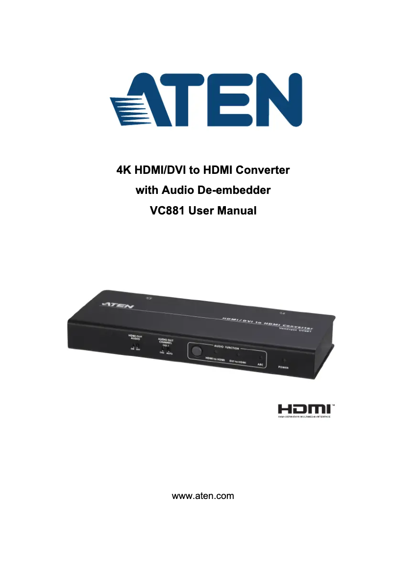 Page 1 de la notice Manuel utilisateur ATen VC881