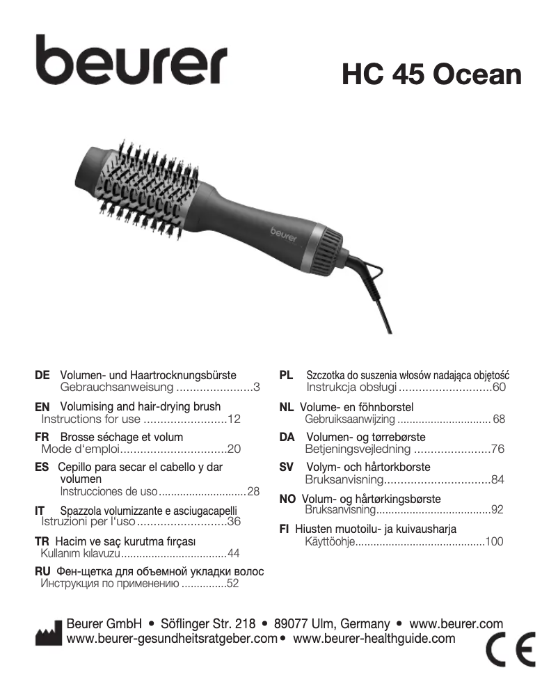 Page n°1 - Manuel utilisateur Beurer HC 45