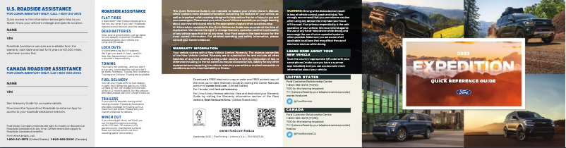 Page 1 de la notice Guide de démarrage rapide Ford Expedition (2023)