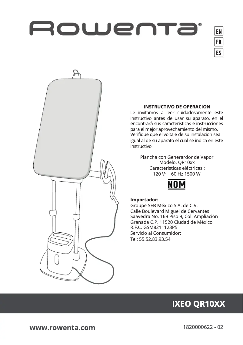 Page n°1 - Manuel utilisateur Rowenta Ixeo+ QR1020
