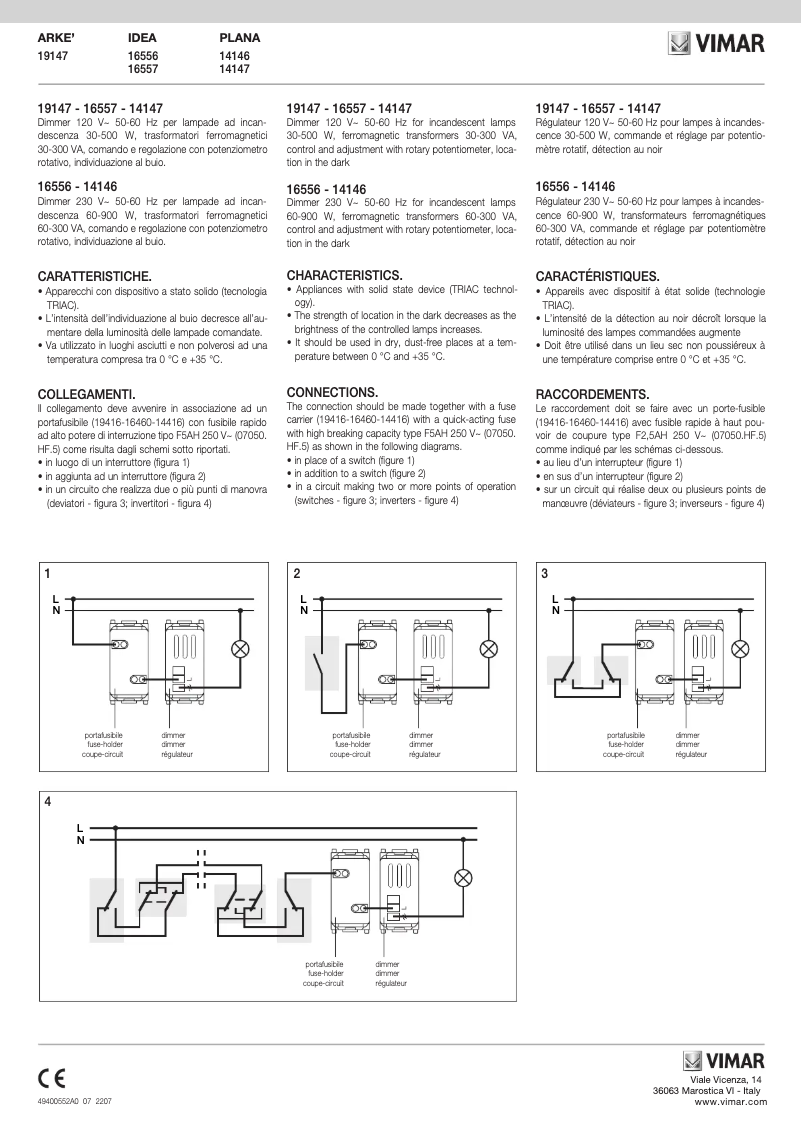 Page 1 de la notice Manuel utilisateur Vimar 19147.M