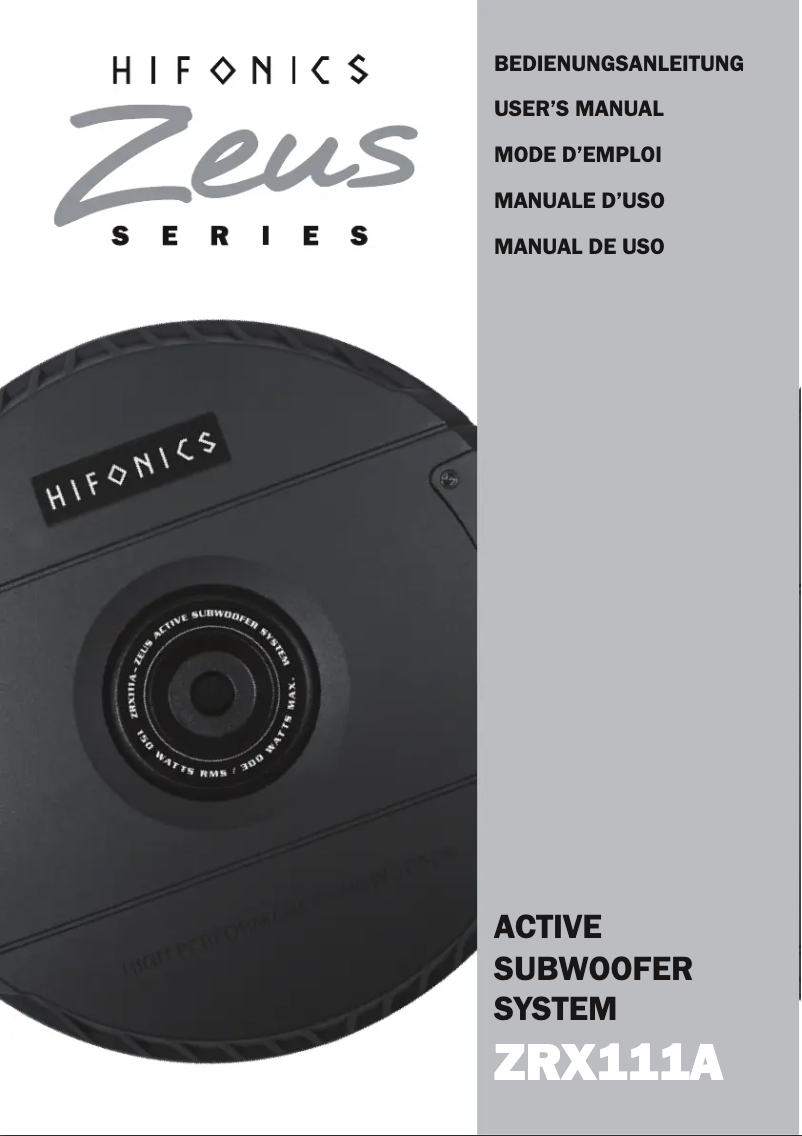 Page 1 de la notice Manuel utilisateur Hifonics Zeus ZRX111A