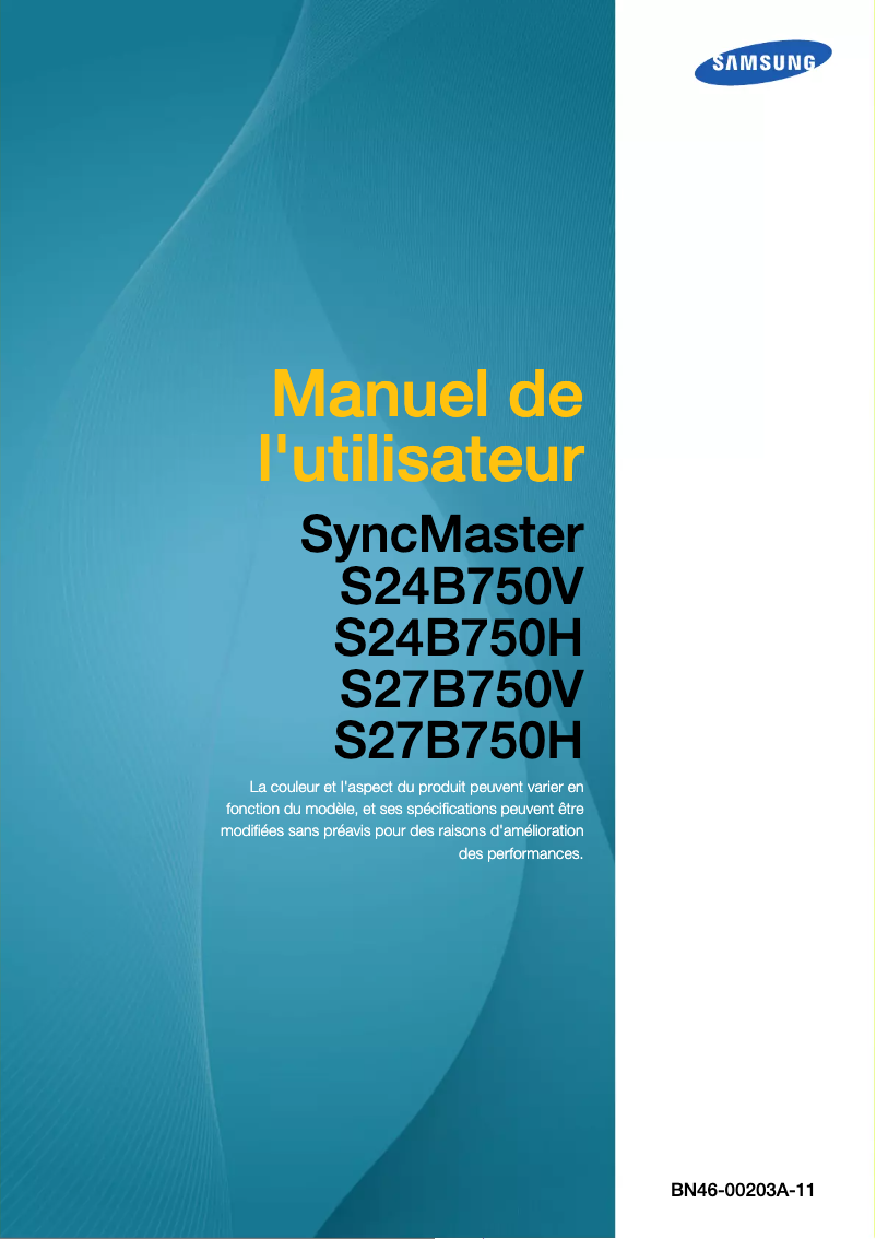 Page 1 de la notice Manuel utilisateur Samsung SyncMaster S24B750V