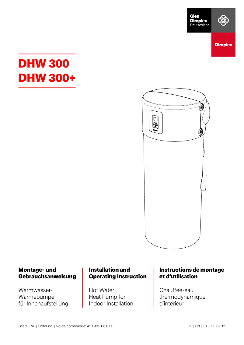 Image de la première page du manuel de l'appareil DHW 300
