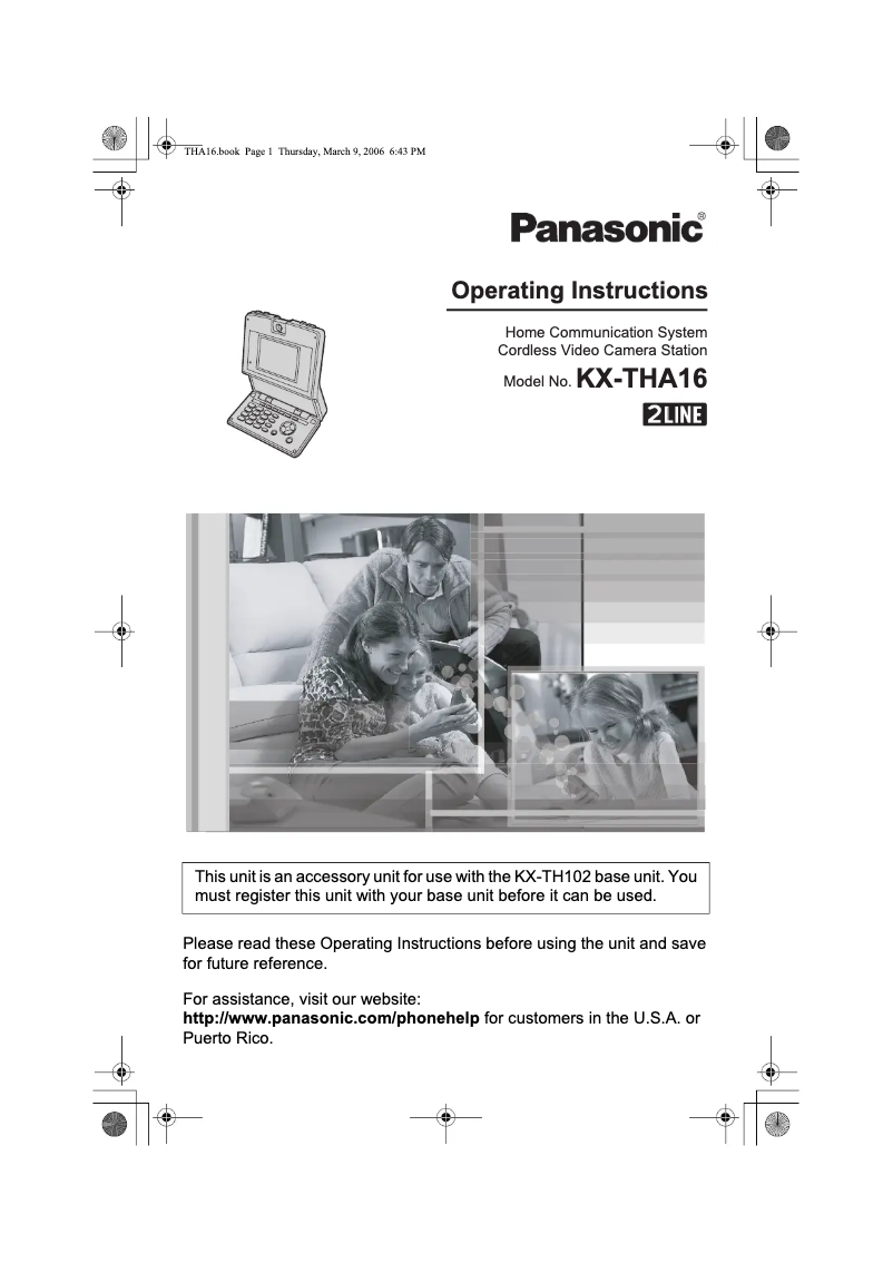 Imagen de la primera página del manual del dispositivo KX-THA16