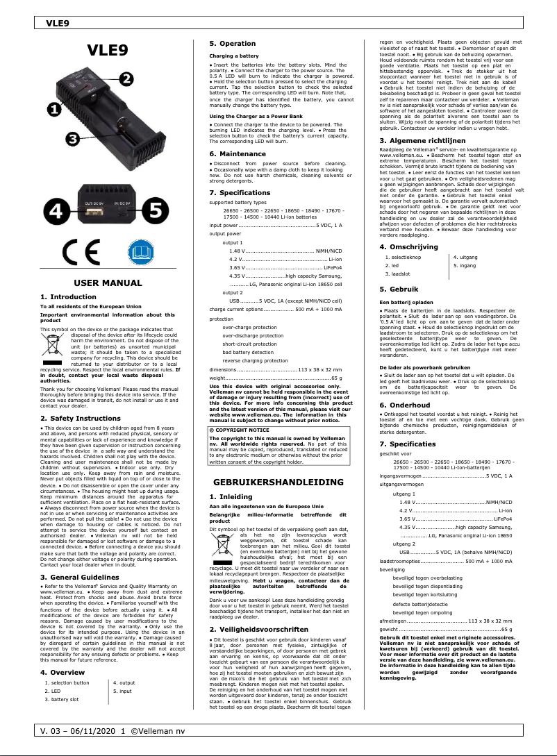 Página 1 del manual Manual de usuario Velleman VLE9