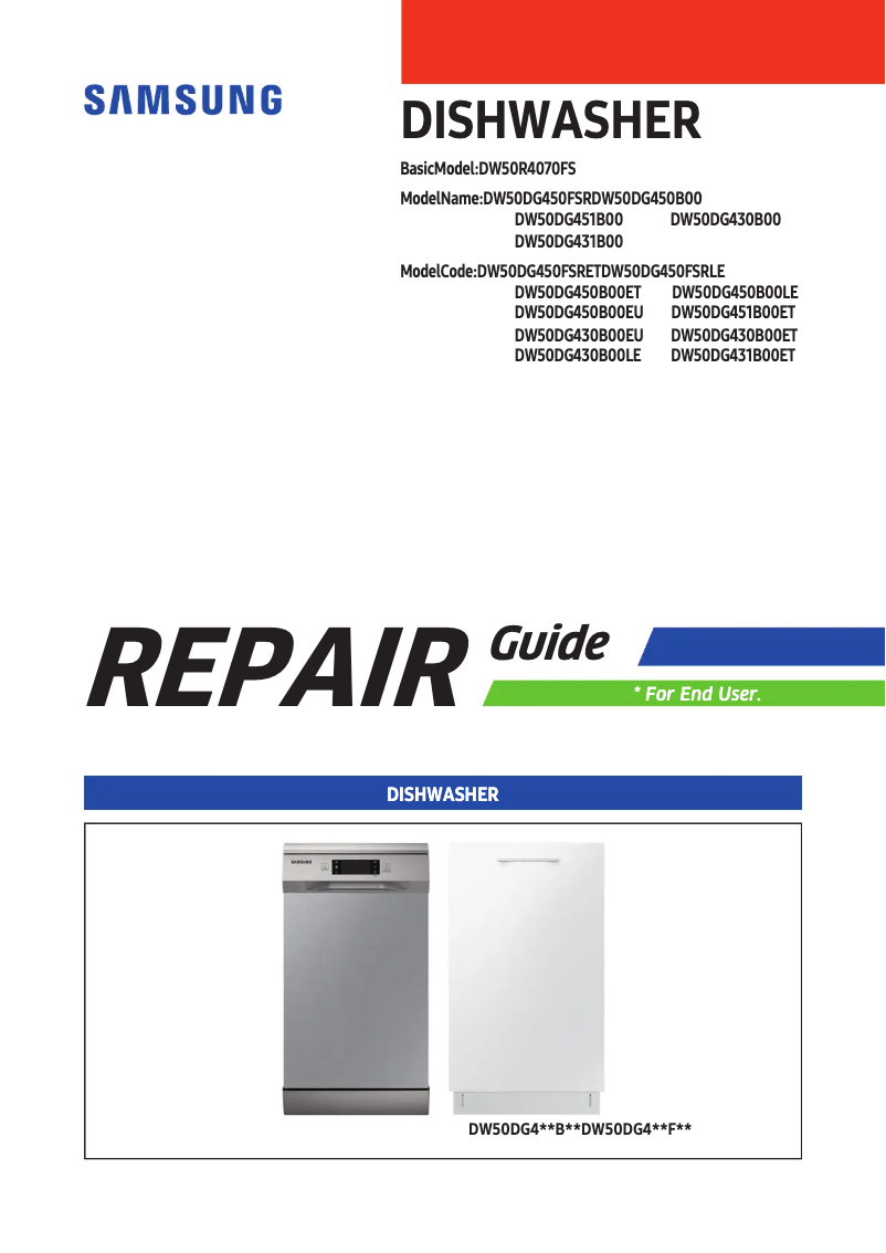 Page 1 de la notice Manuel utilisateur Samsung DW50DG4