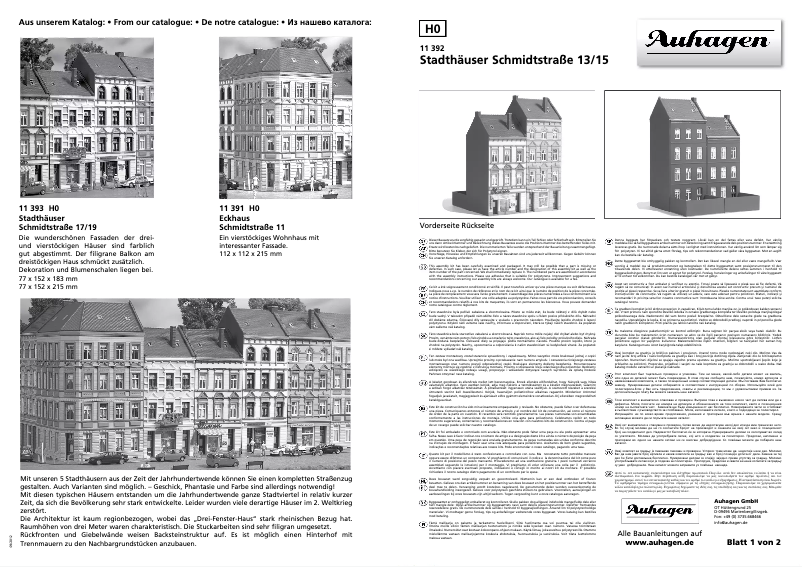 Page 1 de la notice Manuel utilisateur Auhagen 11392