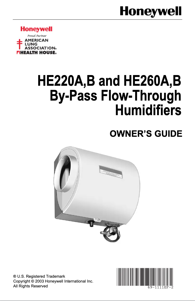 Page n°1 - Manuel utilisateur Honeywell HE220A