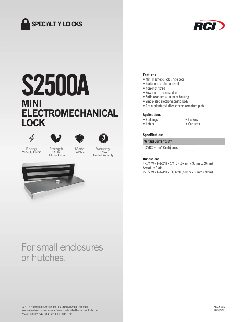 Page n°1 - Manuel utilisateur Dormakaba RCI S2500A