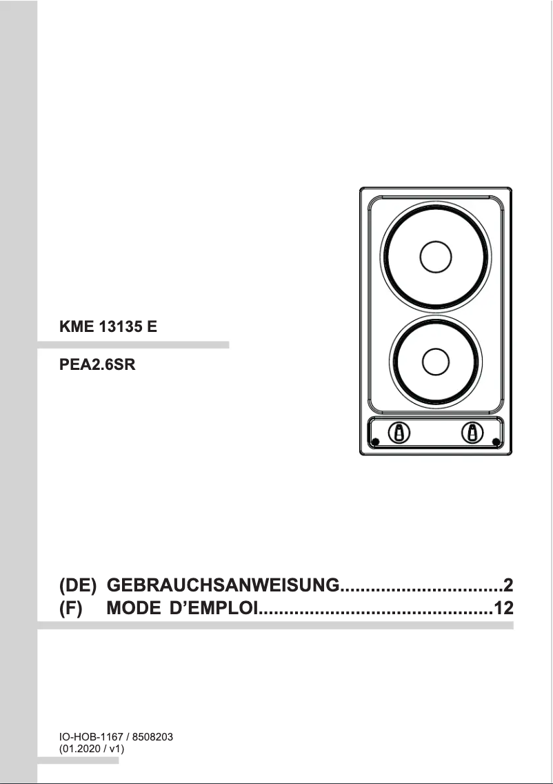 Page 1 de la notice Manuel utilisateur Amica KME 13135 E