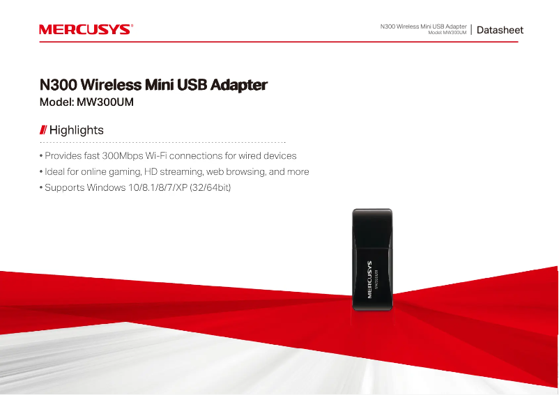 Page 1 de la notice Fiche technique Mercusys MW300UM