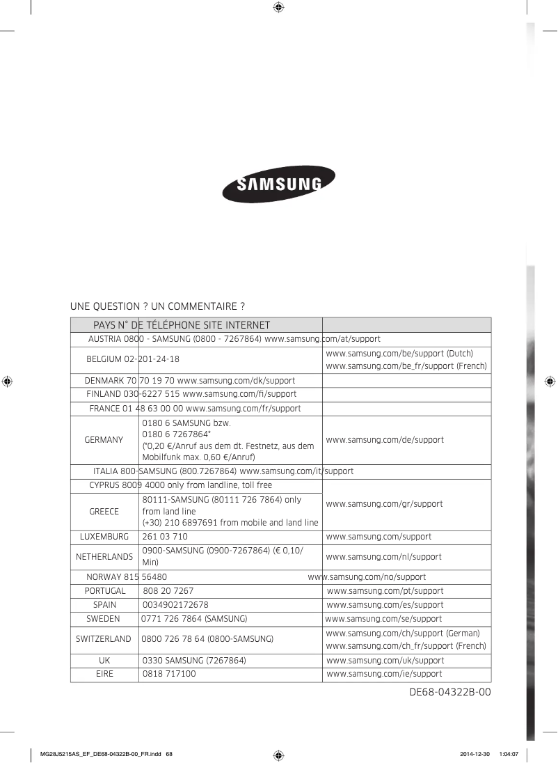 Page n°1 - Manuel utilisateur Samsung MG28J5215AS