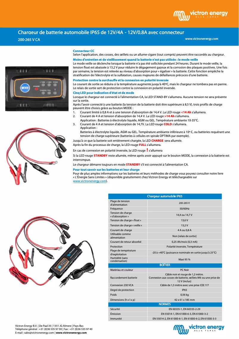 Image de la première page du manuel de l'appareil Automotive IP65