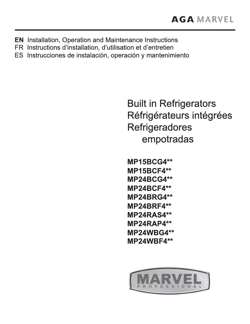 Page 1 de la notice Manuel utilisateur Marvel MP24BCG4LS