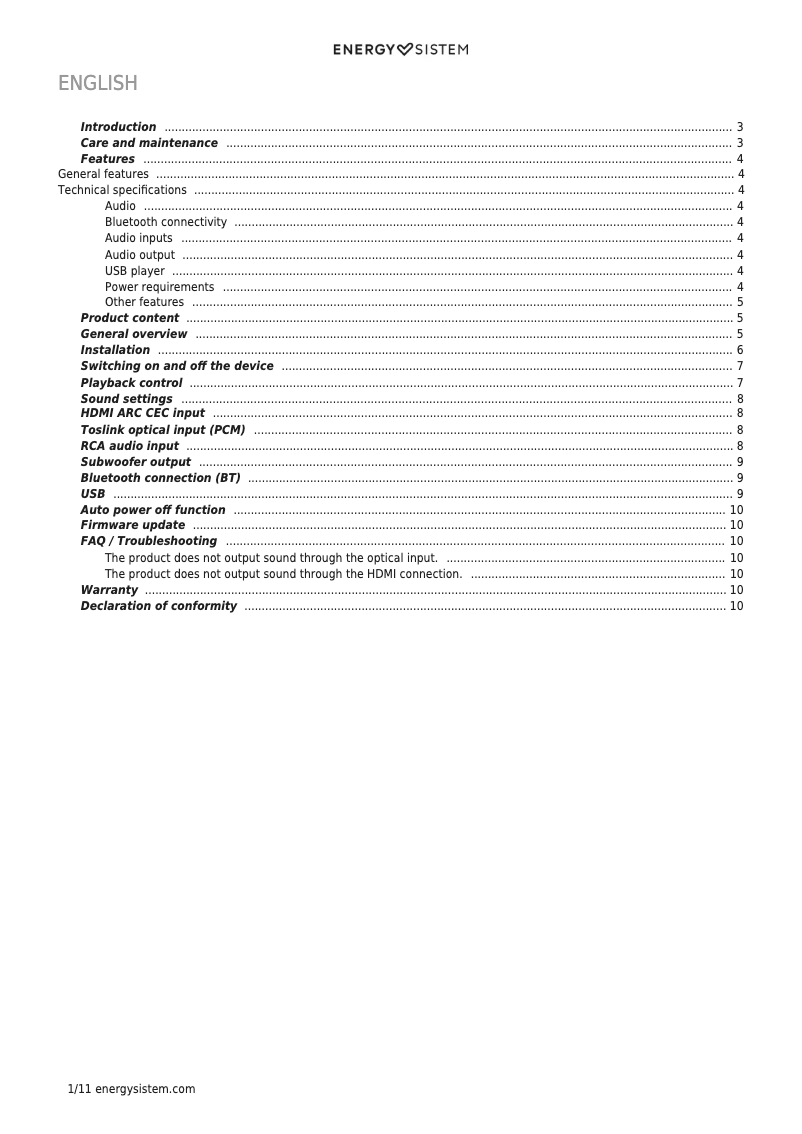 Page 1 de la notice Manuel utilisateur Energy Sistem Studio Monitor 4 Hi Fi