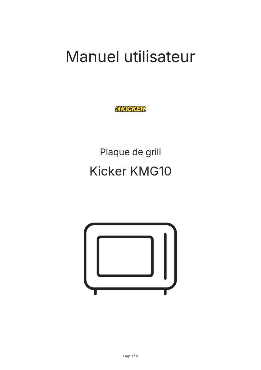 Page n°1 - Manuel utilisateur Kicker KMG10