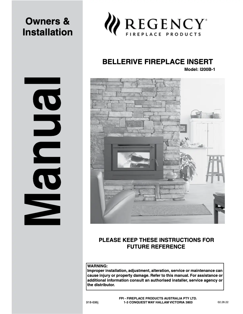 Page 1 de la notice Manuel utilisateur Regency Bellerive I200B-1