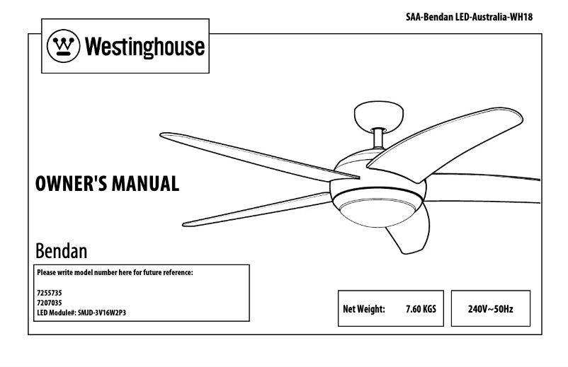 Page 1 de la notice Manuel utilisateur Westinghouse 7207035